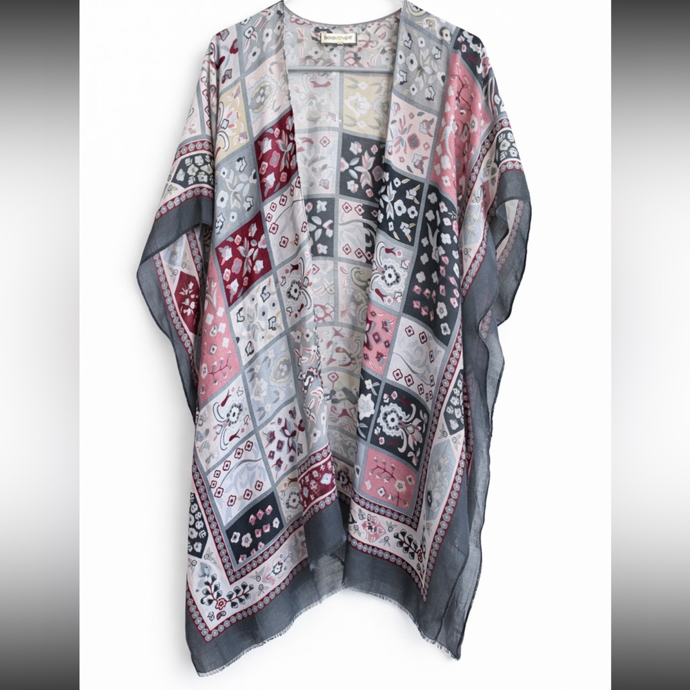Boho Patchwork Floral Kimono | Lightweight Open Front | One Size